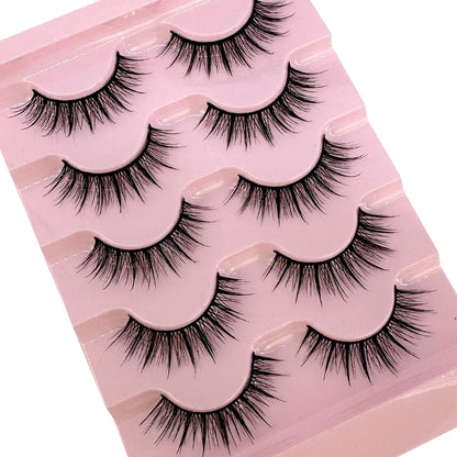 NEW 5Pairs Cosplay Anime Eyelashes Makeup Women Manga Lashes Dramatic Fairy Clusters False Lashes Wet Look Fake Lashes