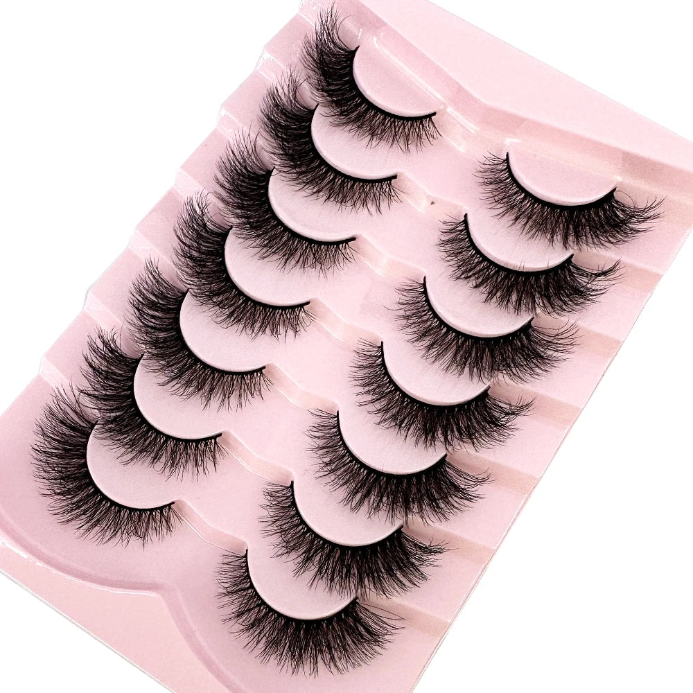 Mink Lashes Natural Look False Eyelashes Wispy Cat Eye Lashes Fluffy 3D Mink Lashes Natural Fake Lashes Strip Lashes Pack 7Pairs