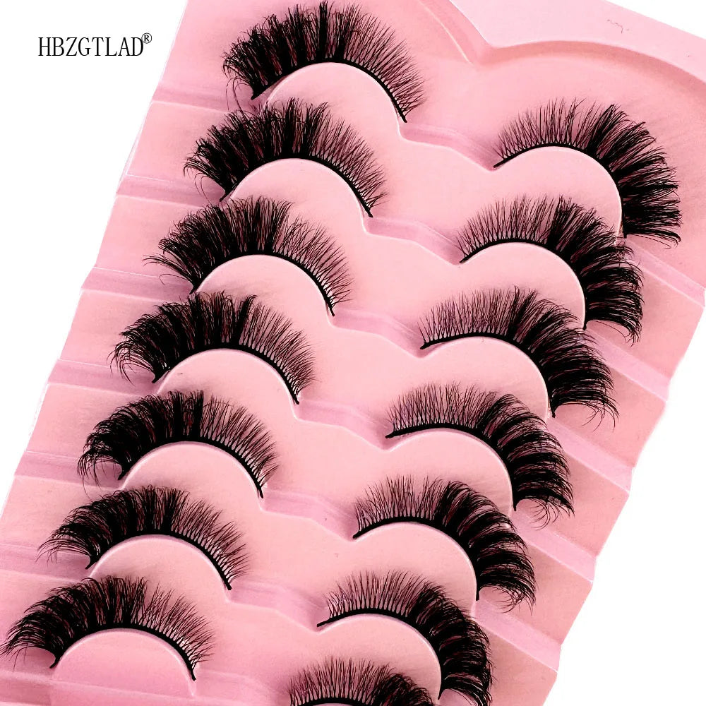 NEW 7Pairs Cat Eye Lashes Faux Mink Eyelashes Natural long Full Strip Lashes Winged End Eye Elongated Fake Lashes Soft Eyelashes