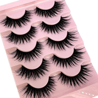 NEW 5Pairs Cosplay Anime Eyelashes Makeup Women Manga Lashes Dramatic Fairy Clusters False Lashes Wet Look Fake Lashes
