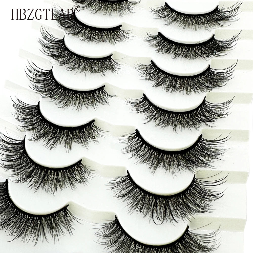 NEW 7Pairs Cat Eye Lashes Faux Mink Eyelashes Natural long Full Strip Lashes Winged End Eye Elongated Fake Lashes Soft Eyelashes