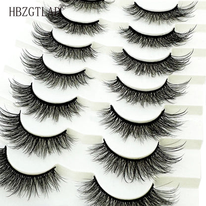 NEW 7Pairs Cat Eye Lashes Faux Mink Eyelashes Natural long Full Strip Lashes Winged End Eye Elongated Fake Lashes Soft Eyelashes