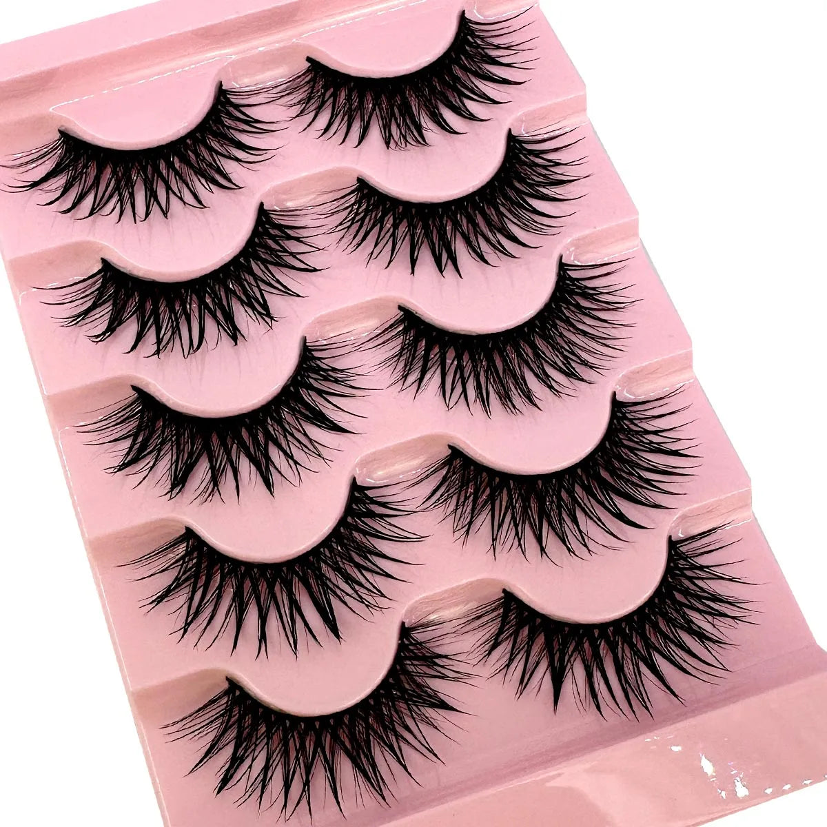 NEW 5Pairs Cosplay Anime Eyelashes Makeup Women Manga Lashes Dramatic Fairy Clusters False Lashes Wet Look Fake Lashes
