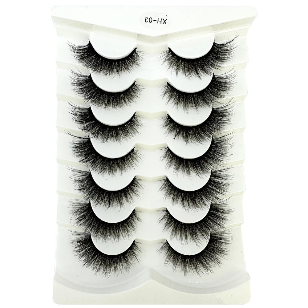 NEW 7Pairs Cat Eye Lashes Faux Mink Eyelashes Natural long Full Strip Lashes Winged End Eye Elongated Fake Lashes Soft Eyelashes