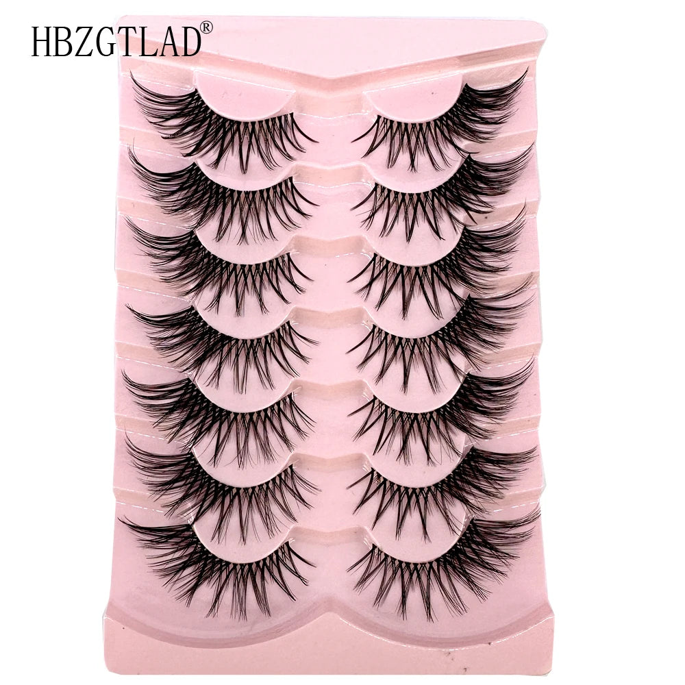 NEW 7Pairs Cat Eye Lashes Faux Mink Eyelashes Natural long Full Strip Lashes Winged End Eye Elongated Fake Lashes Soft Eyelashes