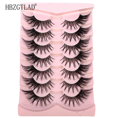 NEW 7Pairs Cat Eye Lashes Faux Mink Eyelashes Natural long Full Strip Lashes Winged End Eye Elongated Fake Lashes Soft Eyelashes