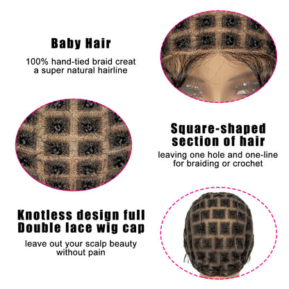 Lace Crochet Wig Cap Braided Wig Cap for Black Women Lace Front Pre Knot Full Lace Cap HD Full Lace Crotchet Cap with Baby Hair