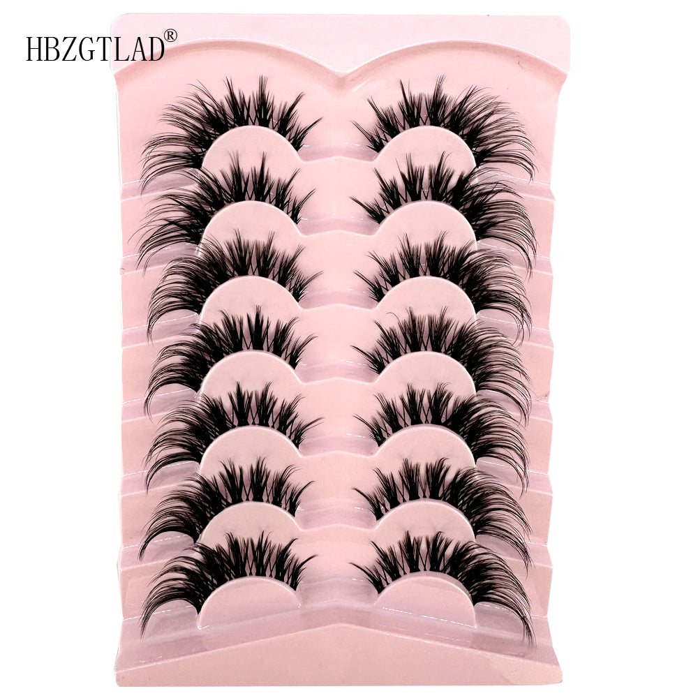 NEW 7Pairs Cat Eye Lashes Faux Mink Eyelashes Natural long Full Strip Lashes Winged End Eye Elongated Fake Lashes Soft Eyelashes