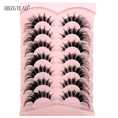 NEW 7Pairs Cat Eye Lashes Faux Mink Eyelashes Natural long Full Strip Lashes Winged End Eye Elongated Fake Lashes Soft Eyelashes