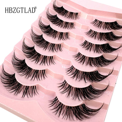 NEW 7Pairs Cat Eye Lashes Faux Mink Eyelashes Natural long Full Strip Lashes Winged End Eye Elongated Fake Lashes Soft Eyelashes