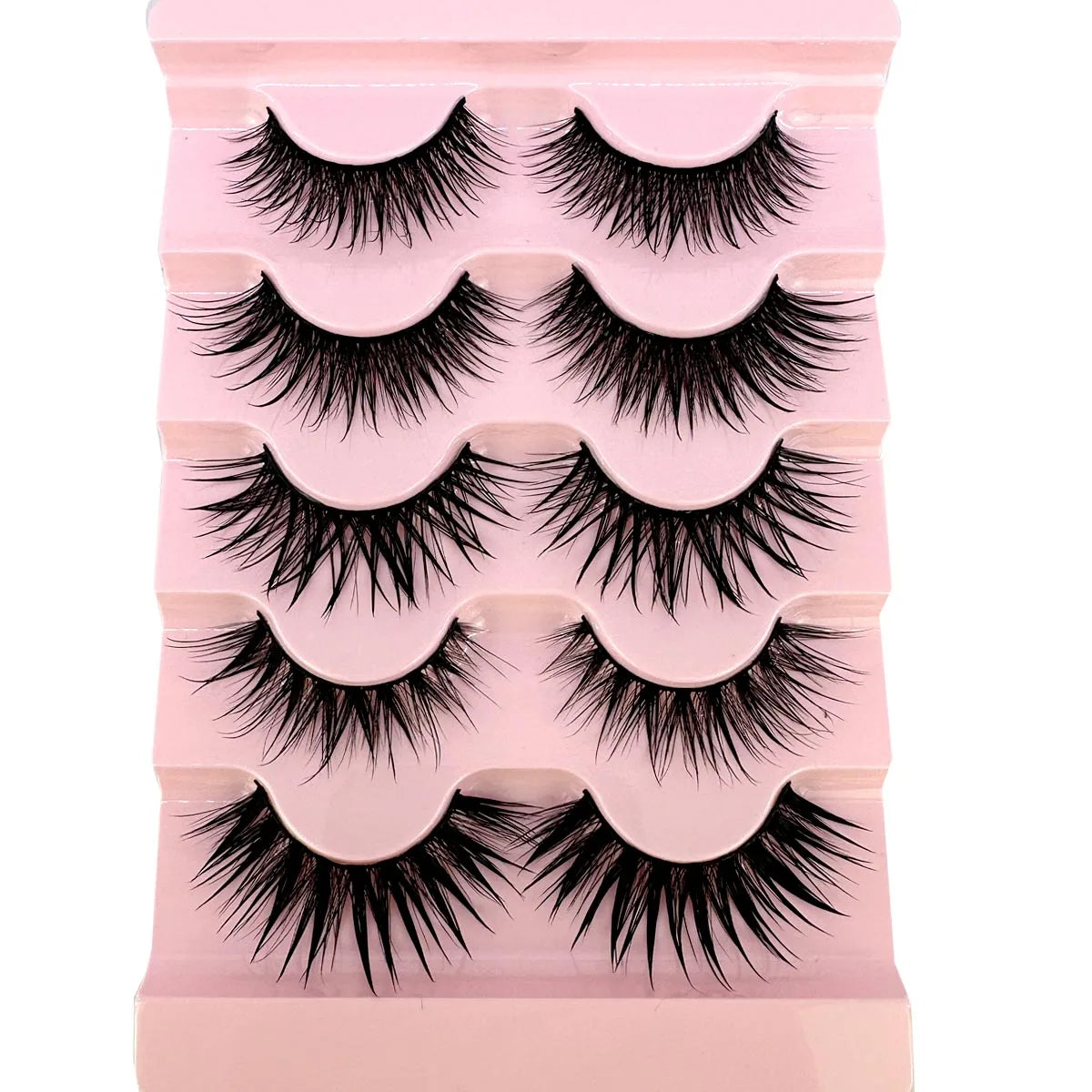 NEW 5Pairs Cosplay Anime Eyelashes Makeup Women Manga Lashes Dramatic Fairy Clusters False Lashes Wet Look Fake Lashes