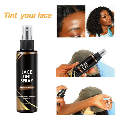 Lace Tint Spray For Lace Wigs 4colors Lace Tint Mousse Lace Tint Spray Dye ColorS For Closures, Wigs And Closure Front 100Ml