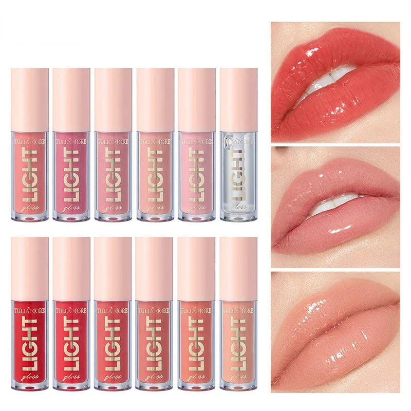 12-Color Lip Gloss Waterproof Long-lasting Moisturizing Lipstick Mirror Nude Lip Gloss Plain Lip Gloss Oil