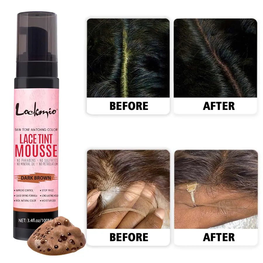 Wig Tint Foam for Lace Front Dyeing Mousse Natural Quick Dry Grid Invisible Color Hair Spray for Toupees