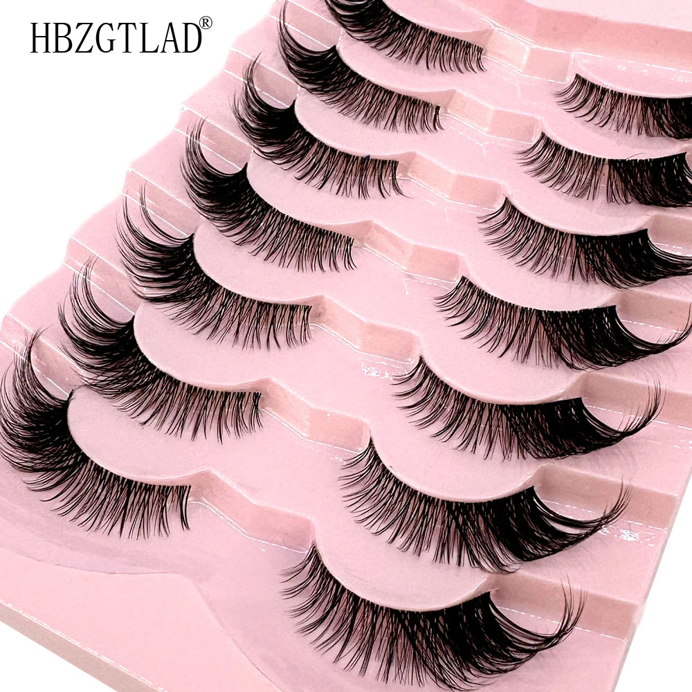 NEW 7Pairs Cat Eye Lashes Faux Mink Eyelashes Natural long Full Strip Lashes Winged End Eye Elongated Fake Lashes Soft Eyelashes