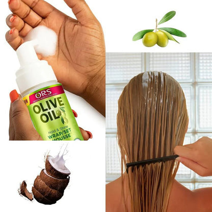 207ML Curly Hair Mousse For Wigs No-Flaking Olive Oil Hair Styling Mousse Anti-Frizz Hair Foam Mousse For Styling Hair Products