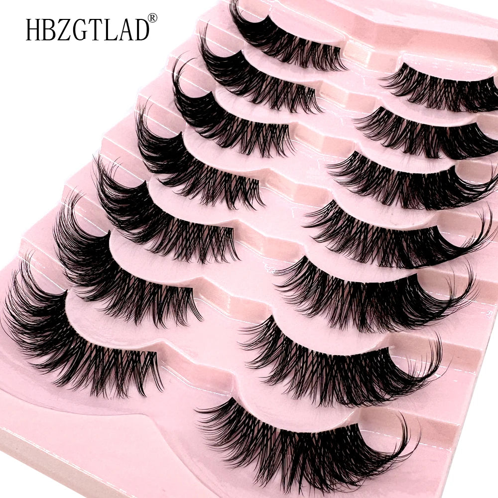 NEW 7Pairs Cat Eye Lashes Faux Mink Eyelashes Natural long Full Strip Lashes Winged End Eye Elongated Fake Lashes Soft Eyelashes