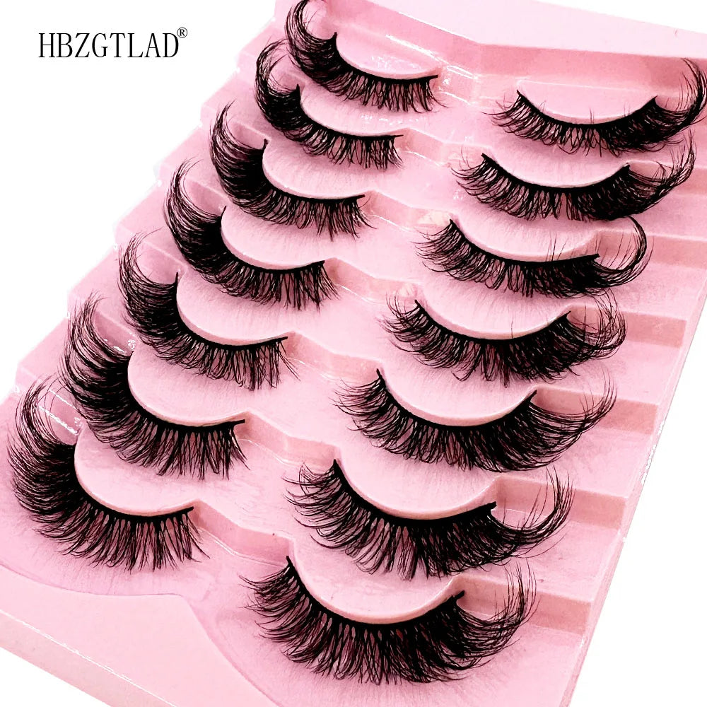 NEW 7Pairs Cat Eye Lashes Faux Mink Eyelashes Natural long Full Strip Lashes Winged End Eye Elongated Fake Lashes Soft Eyelashes