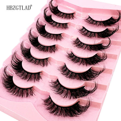 NEW 7Pairs Cat Eye Lashes Faux Mink Eyelashes Natural long Full Strip Lashes Winged End Eye Elongated Fake Lashes Soft Eyelashes