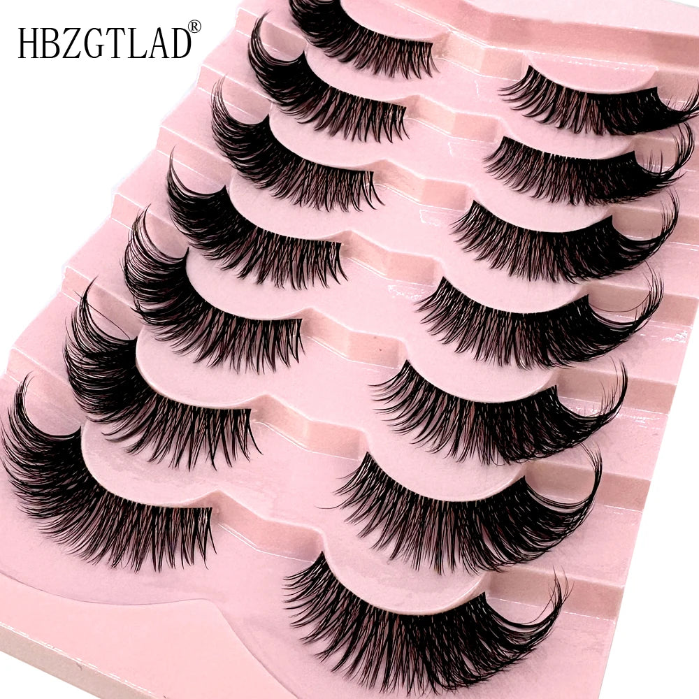 NEW 7Pairs Cat Eye Lashes Faux Mink Eyelashes Natural long Full Strip Lashes Winged End Eye Elongated Fake Lashes Soft Eyelashes