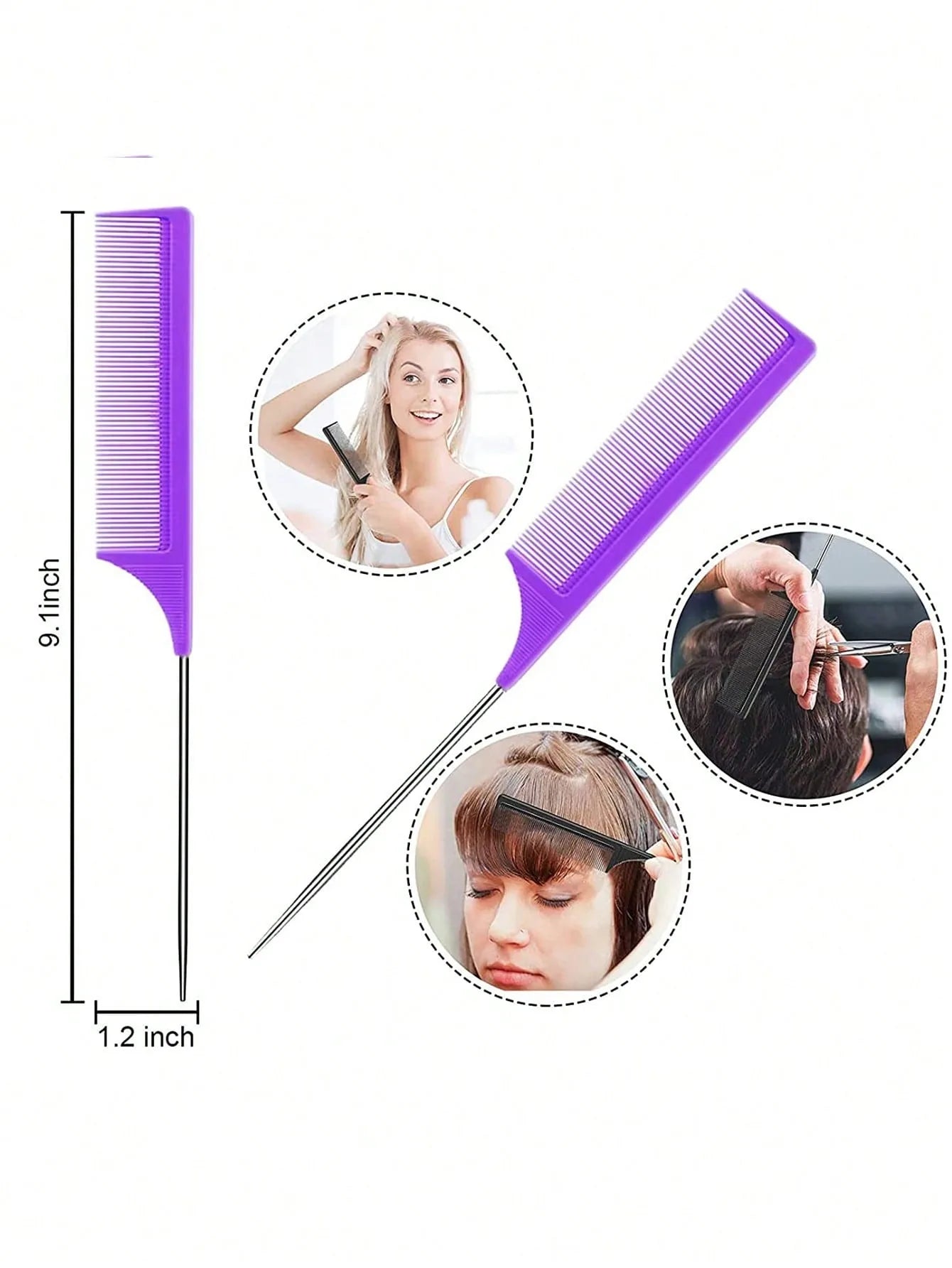 3pcs styling comb set with triple tear hair brush mouse tail comb edge brush,salon hair styling tool Special for real hair wigs