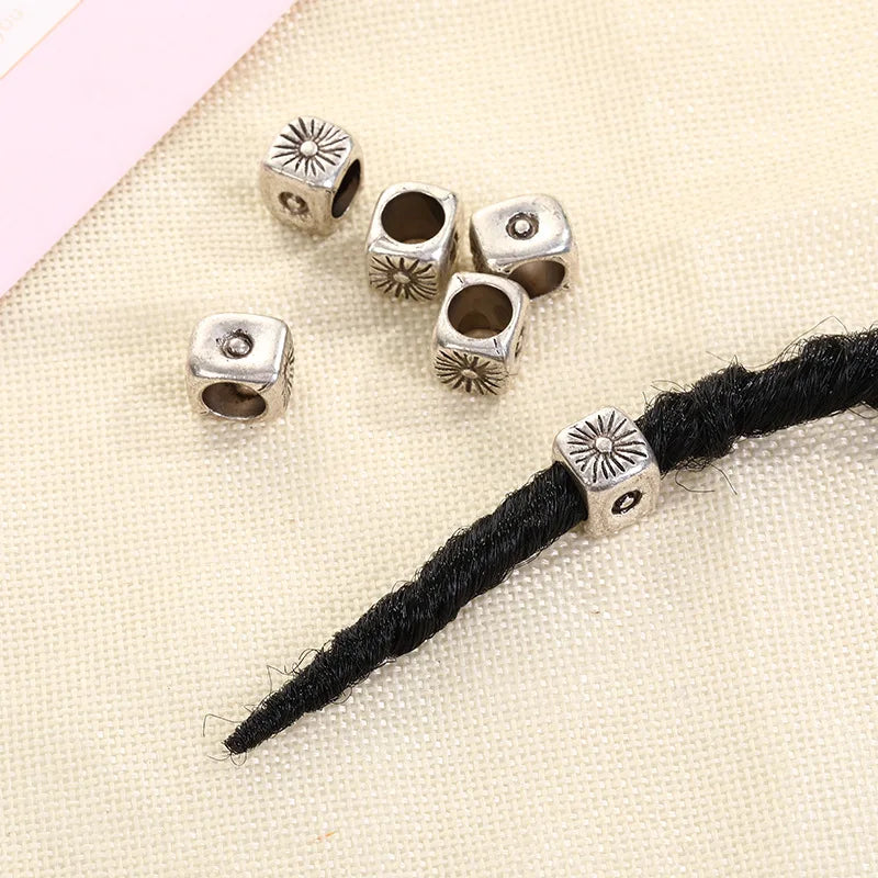 5Pcs/bag Metal Hair Braid Rings Dreadlock Beads Cuffs Tubes 3D Charms Dreadlock Dread Hair Braids Jewelry Decoration Accessories