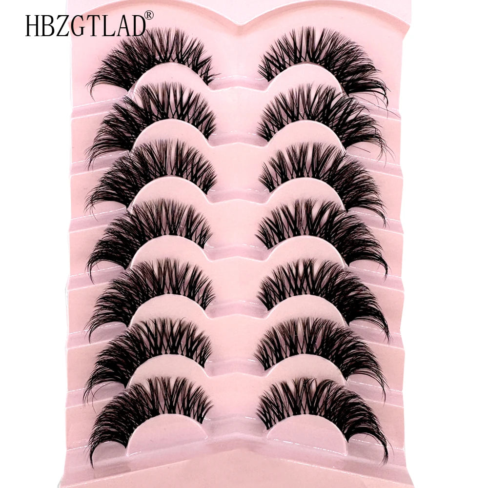 NEW 7Pairs Cat Eye Lashes Faux Mink Eyelashes Natural long Full Strip Lashes Winged End Eye Elongated Fake Lashes Soft Eyelashes