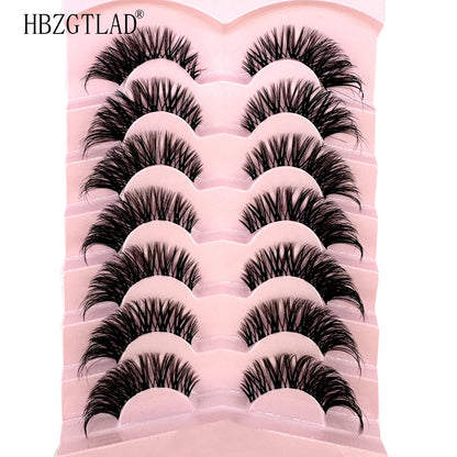 NEW 7Pairs Cat Eye Lashes Faux Mink Eyelashes Natural long Full Strip Lashes Winged End Eye Elongated Fake Lashes Soft Eyelashes