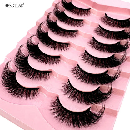 NEW 7Pairs Cat Eye Lashes Faux Mink Eyelashes Natural long Full Strip Lashes Winged End Eye Elongated Fake Lashes Soft Eyelashes