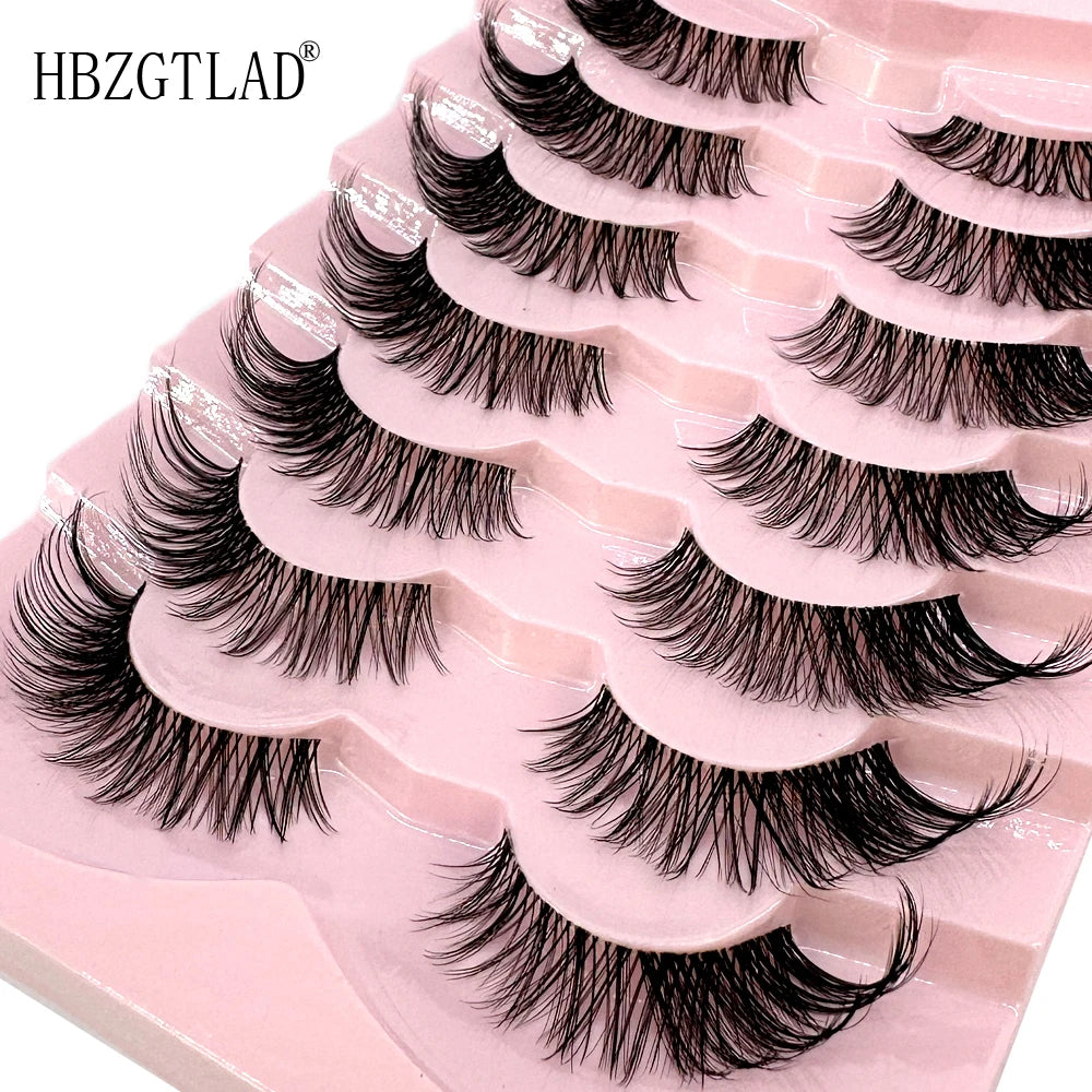 NEW 7Pairs Cat Eye Lashes Faux Mink Eyelashes Natural long Full Strip Lashes Winged End Eye Elongated Fake Lashes Soft Eyelashes