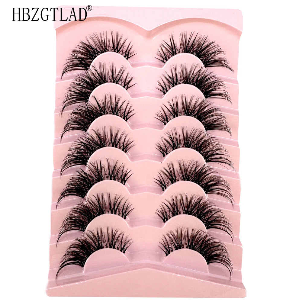 NEW 7Pairs Cat Eye Lashes Faux Mink Eyelashes Natural long Full Strip Lashes Winged End Eye Elongated Fake Lashes Soft Eyelashes