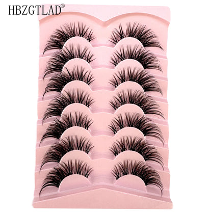 NEW 7Pairs Cat Eye Lashes Faux Mink Eyelashes Natural long Full Strip Lashes Winged End Eye Elongated Fake Lashes Soft Eyelashes