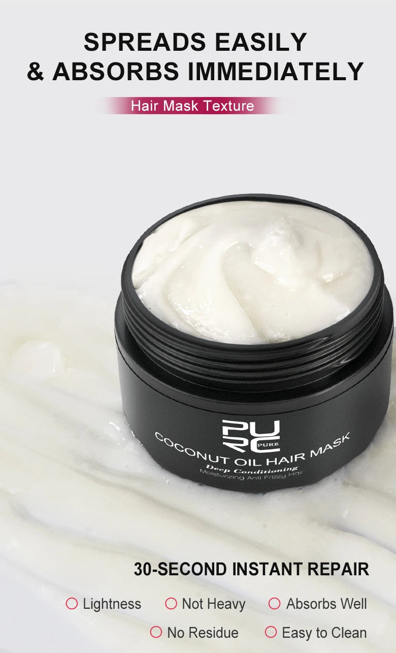 PURC Coconut Oil Hair Mask Repair Damaged Frizz Smoothing Nourishing Keratin Hair Treatments Masks Hair Care Products