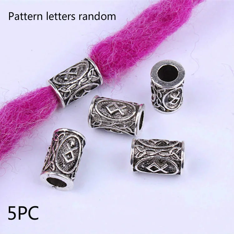 5Pcs/bag Metal Hair Braid Rings Dreadlock Beads Cuffs Tubes 3D Charms Dreadlock Dread Hair Braids Jewelry Decoration Accessories