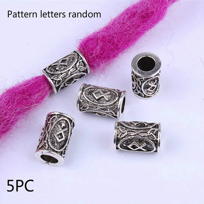 5Pcs/bag Metal Hair Braid Rings Dreadlock Beads Cuffs Tubes 3D Charms Dreadlock Dread Hair Braids Jewelry Decoration Accessories