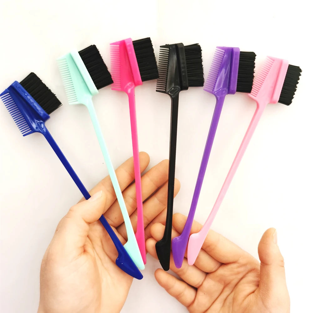 10PCS Multicolor Double Sided 3 in 1 Edge Control Hair Comb Hair Styling Eyebrow Combing Hair Brush Hairdressing Beauty Tools