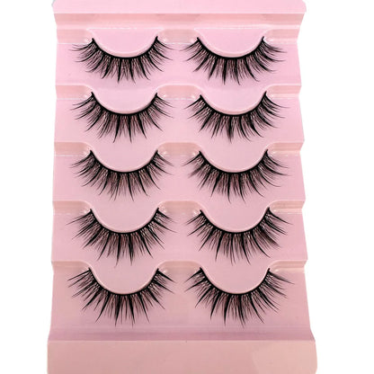 NEW 5Pairs Cosplay Anime Eyelashes Makeup Women Manga Lashes Dramatic Fairy Clusters False Lashes Wet Look Fake Lashes
