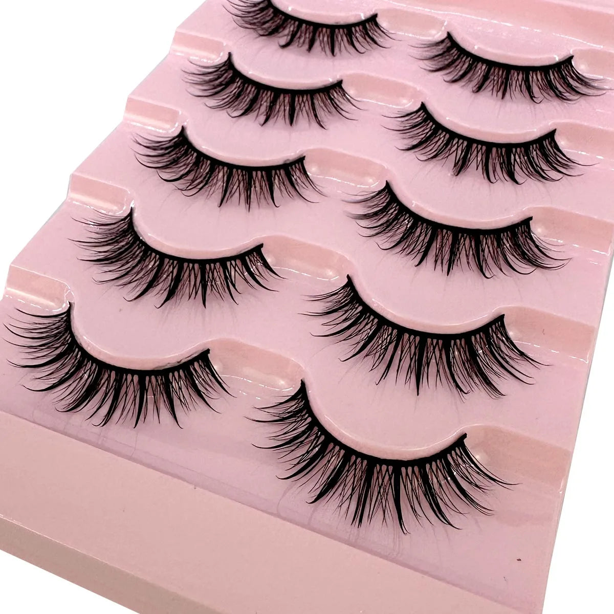 NEW 5Pairs Cosplay Anime Eyelashes Makeup Women Manga Lashes Dramatic Fairy Clusters False Lashes Wet Look Fake Lashes