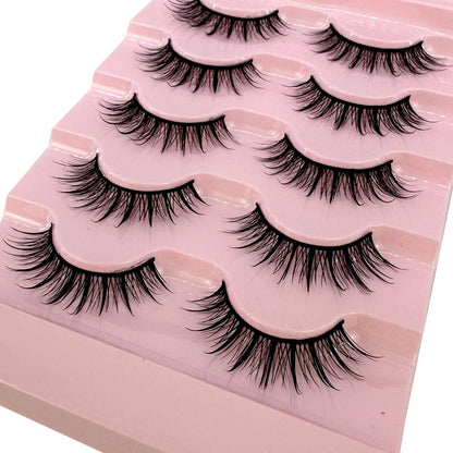 NEW 5Pairs Cosplay Anime Eyelashes Makeup Women Manga Lashes Dramatic Fairy Clusters False Lashes Wet Look Fake Lashes