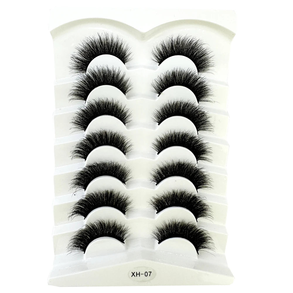 NEW 7Pairs Cat Eye Lashes Faux Mink Eyelashes Natural long Full Strip Lashes Winged End Eye Elongated Fake Lashes Soft Eyelashes