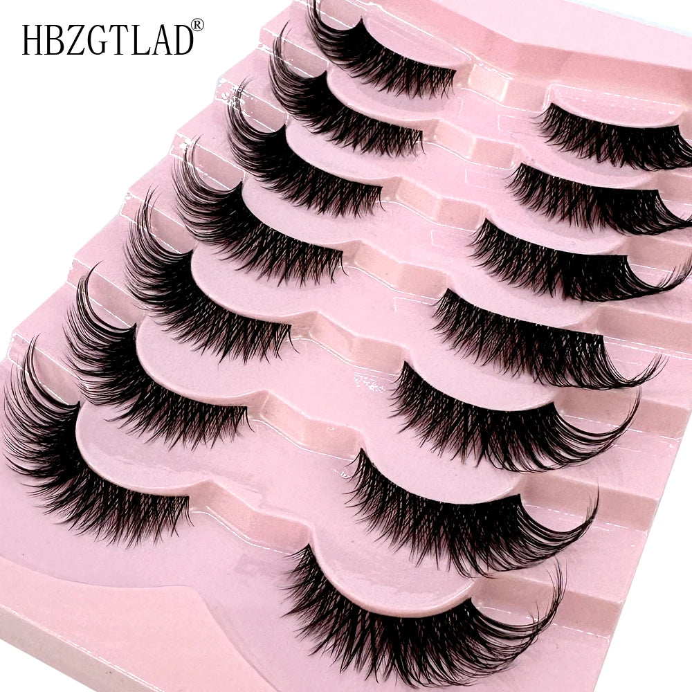 NEW 7Pairs Cat Eye Lashes Faux Mink Eyelashes Natural long Full Strip Lashes Winged End Eye Elongated Fake Lashes Soft Eyelashes
