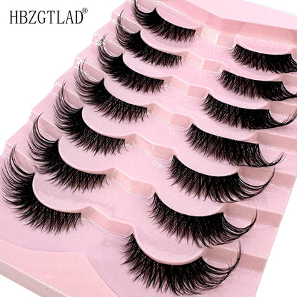 NEW 7Pairs Cat Eye Lashes Faux Mink Eyelashes Natural long Full Strip Lashes Winged End Eye Elongated Fake Lashes Soft Eyelashes