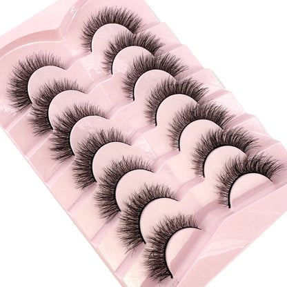 Mink Lashes Natural Look False Eyelashes Wispy Cat Eye Lashes Fluffy 3D Mink Lashes Natural Fake Lashes Strip Lashes Pack 7Pairs
