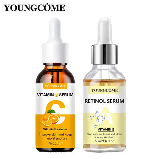2pcs Vitamin C and retinol fortified serum rich in VC,keep skin hydrated and smooth,smooth fine lines and wrinkles,delicate skin