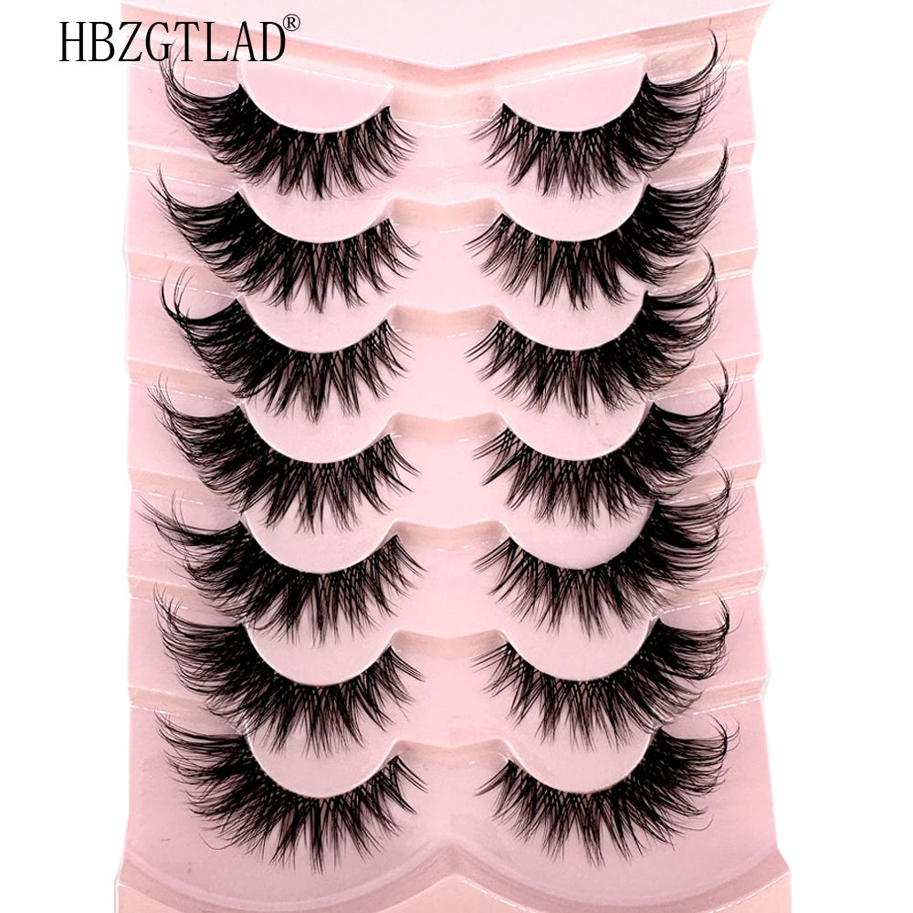 NEW 7Pairs Cat Eye Lashes Faux Mink Eyelashes Natural long Full Strip Lashes Winged End Eye Elongated Fake Lashes Soft Eyelashes