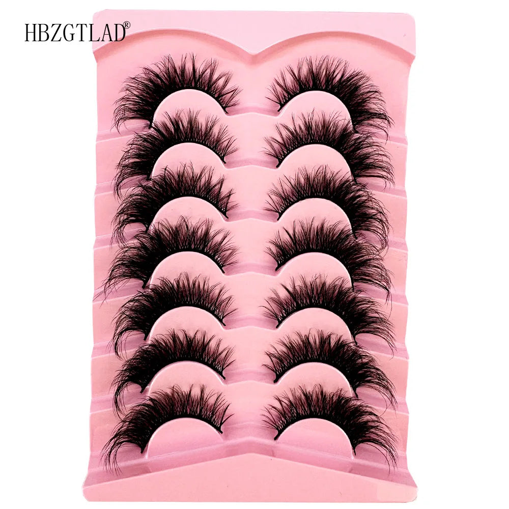 NEW 7Pairs Cat Eye Lashes Faux Mink Eyelashes Natural long Full Strip Lashes Winged End Eye Elongated Fake Lashes Soft Eyelashes