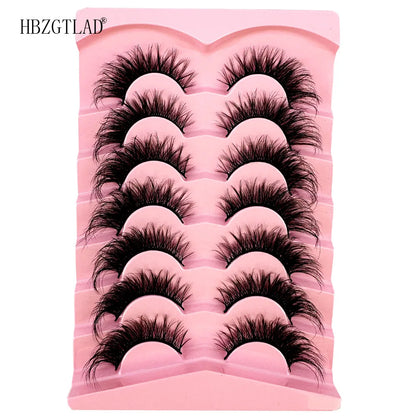 NEW 7Pairs Cat Eye Lashes Faux Mink Eyelashes Natural long Full Strip Lashes Winged End Eye Elongated Fake Lashes Soft Eyelashes