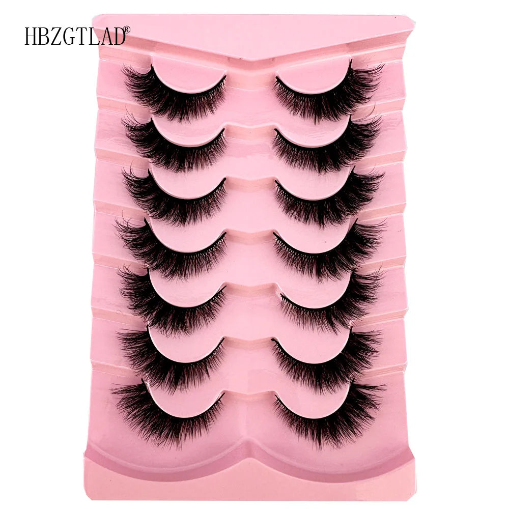 NEW 7Pairs Cat Eye Lashes Faux Mink Eyelashes Natural long Full Strip Lashes Winged End Eye Elongated Fake Lashes Soft Eyelashes