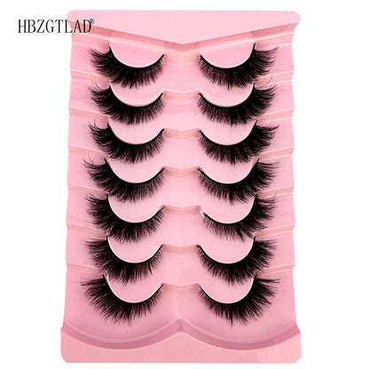 NEW 7Pairs Cat Eye Lashes Faux Mink Eyelashes Natural long Full Strip Lashes Winged End Eye Elongated Fake Lashes Soft Eyelashes