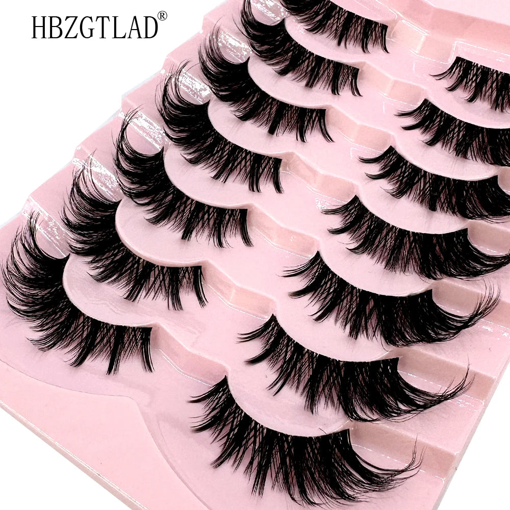 NEW 7Pairs Cat Eye Lashes Faux Mink Eyelashes Natural long Full Strip Lashes Winged End Eye Elongated Fake Lashes Soft Eyelashes